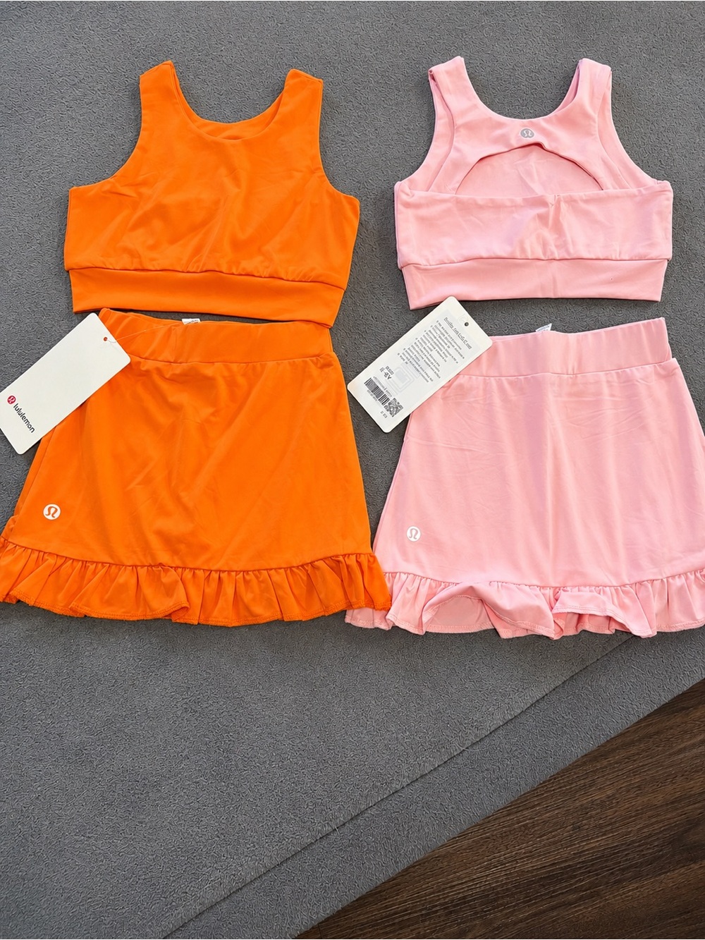 Lulu Girls' Tank top and ruffle skirt set in Light Pink and Orange